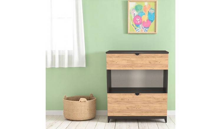 Welcome Canmore 2 Drawer Chest With Shelf - Graphite & Oak