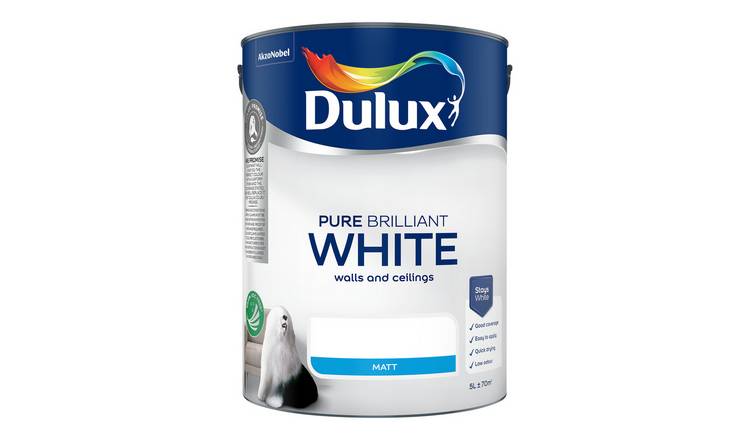 Dulux Walls & Ceilings Matt Paint Pure Brilliant White - 5L
