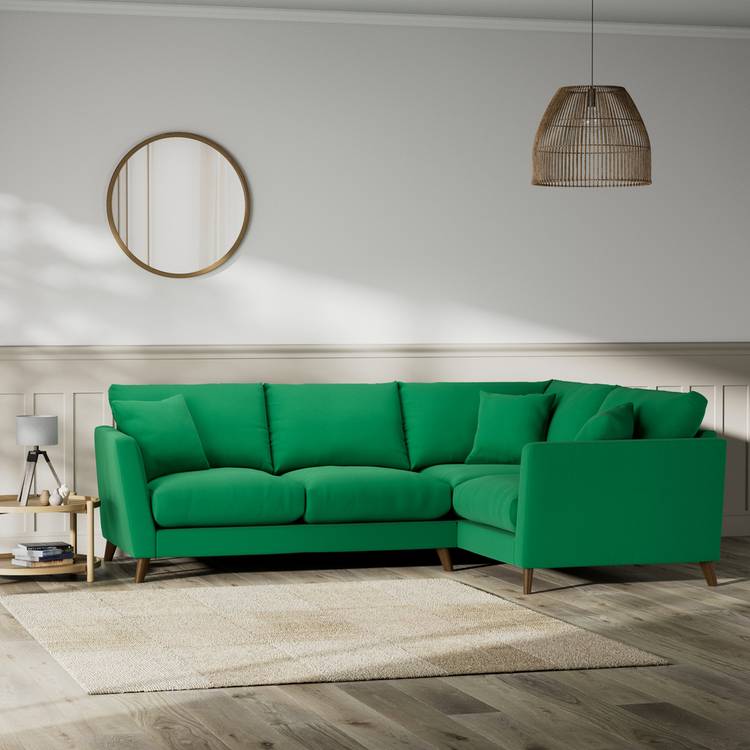 Habitat Lomond Right Hand Corner Sofa - Green - Dark Leg 0