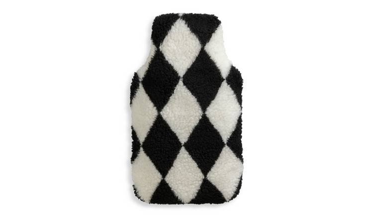 Habitat Harlequin Black And White Hot Water Bottle