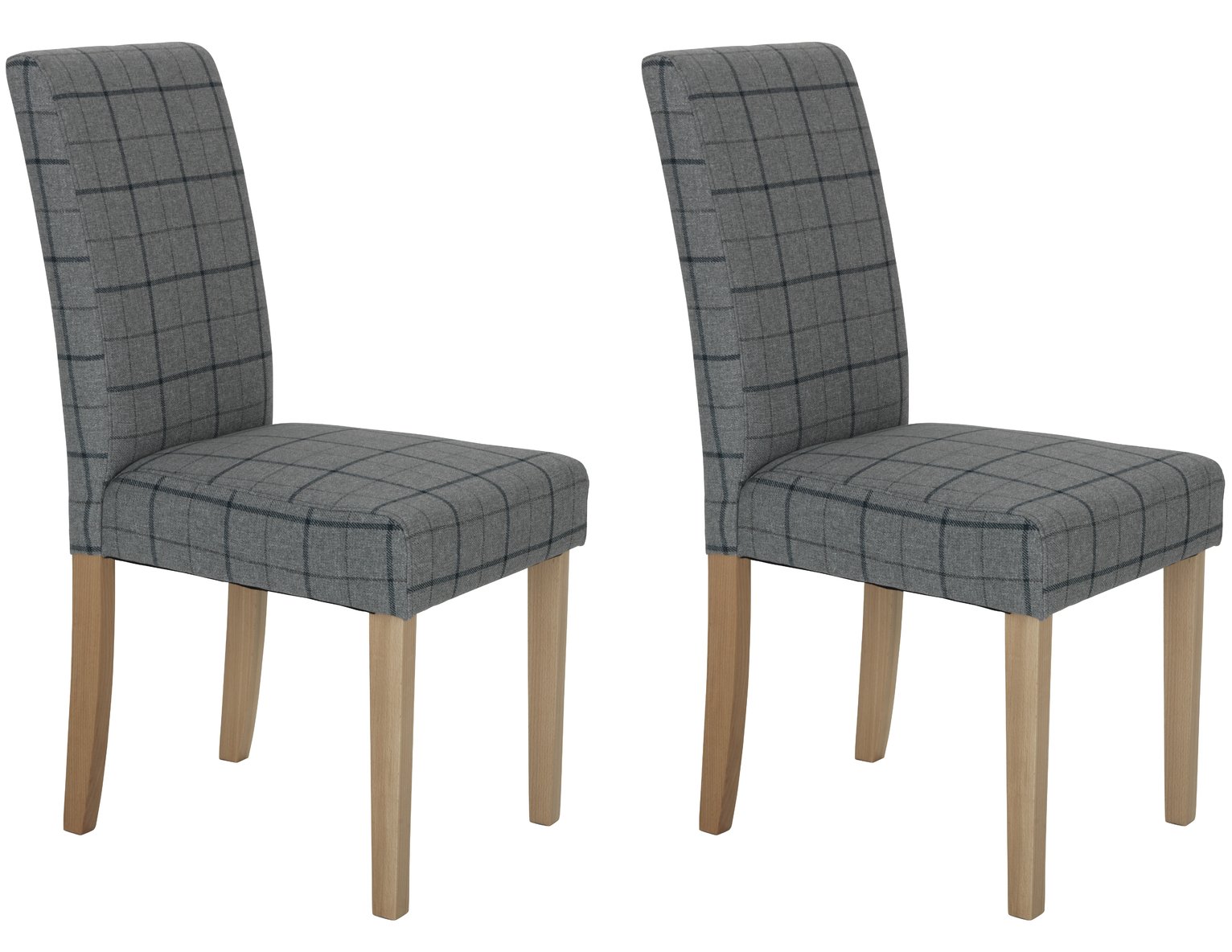 Argos Home Pair of Mid Back Dining Chairs -Grey & Blue Check Review