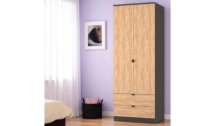 Welcome Canmore 2 Door 2 Drawer Wardrobe - Graphite & Oak