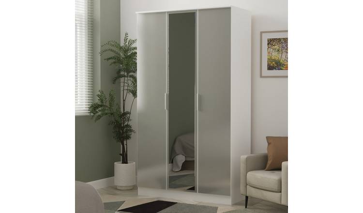 Welcome Orillia 3 Door Mirror Wardrobe - White & Grey