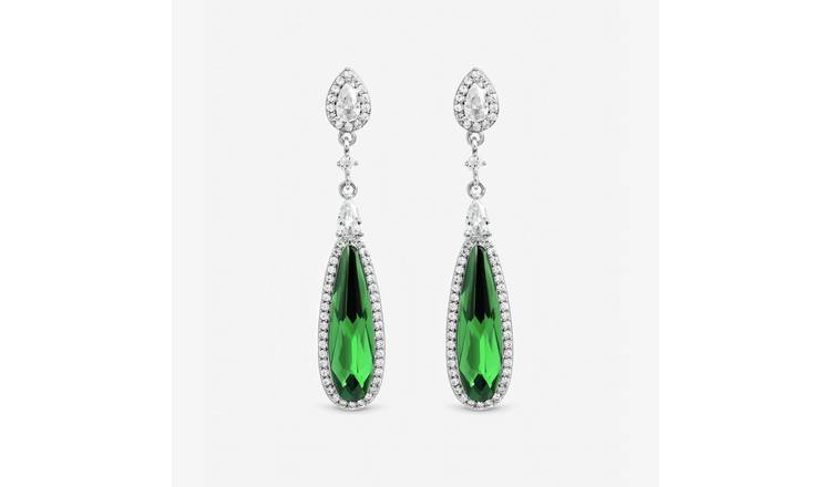 Jon Richard Gold Plated Crystal Emerald Drop Earrings