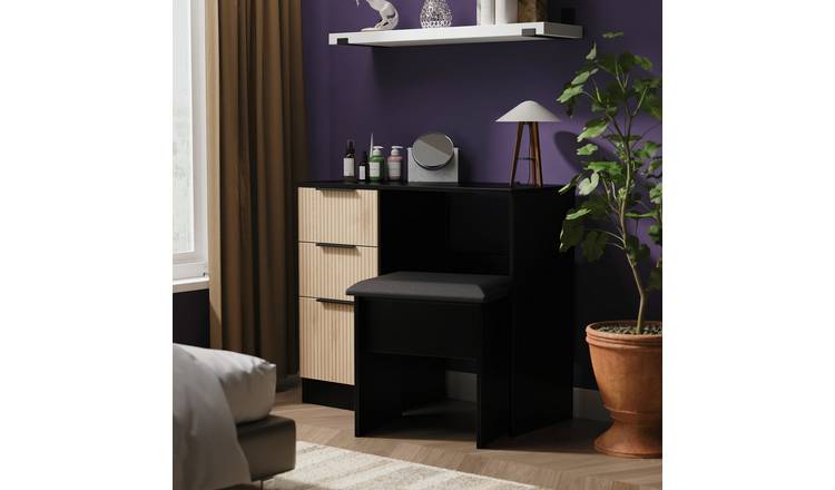 Livara Ready Assembled Tofino Dressing Table - Black & Oak