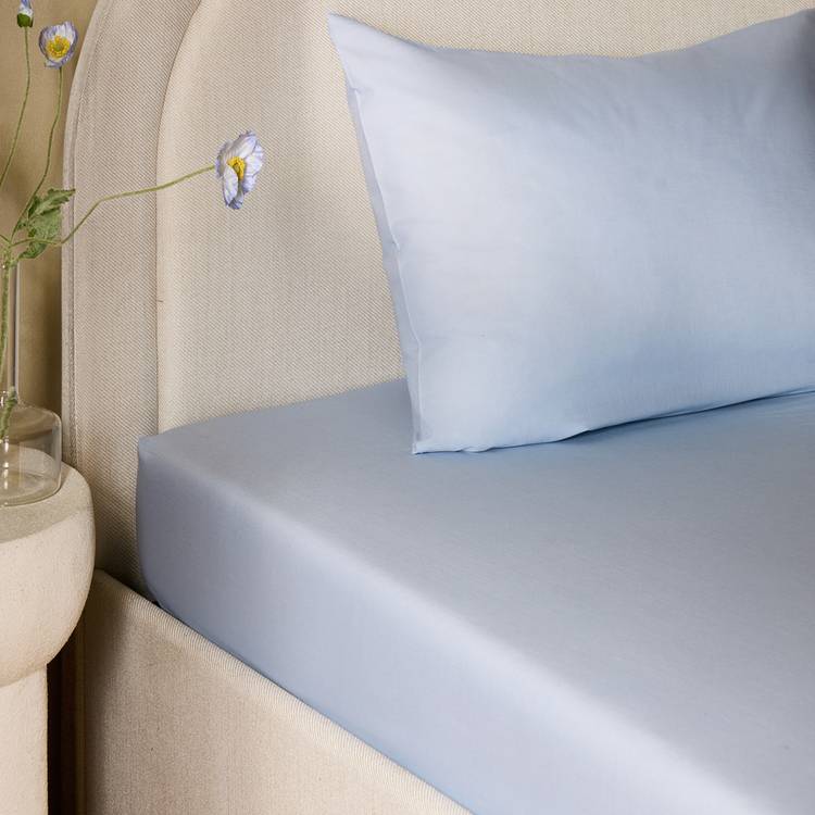 Habitat Plain Pale Blue Fitted Sheet - Single 0