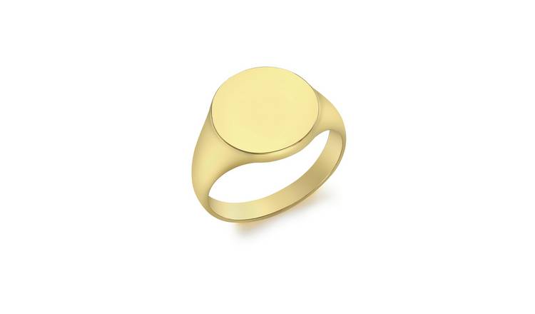 Men's 9ct Yellow Gold Personalised Round Signet Ring - S