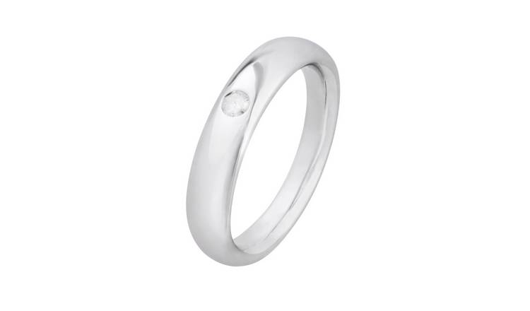 Revere Sterling Silver 0.05ct tw Diamond Set Wedding Ring L