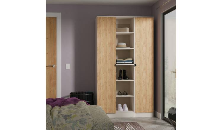 Welcome Canmore 2 Door 6 Shelves Wardrobe - White & Oak