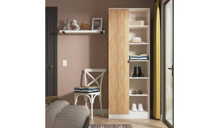 Welcome Canmore 1 Door 6 Shelves Wardrobe - White & Oak