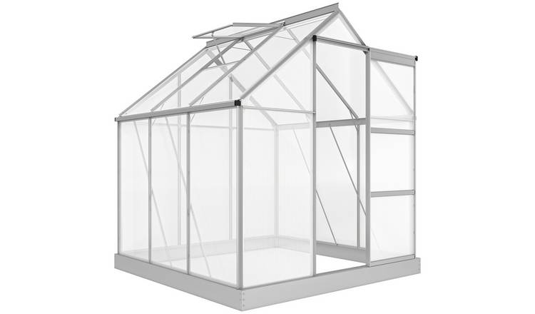 Outsunny Polycarbonate Aluminium Frame Greenhouse with Door – Silver