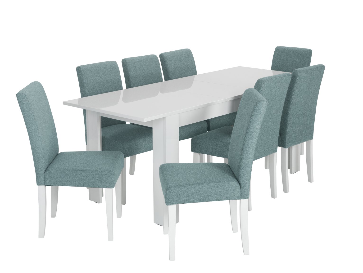 Argos Home Miami Gloss Extending Table & 8 Tweed Chair -Teal Review