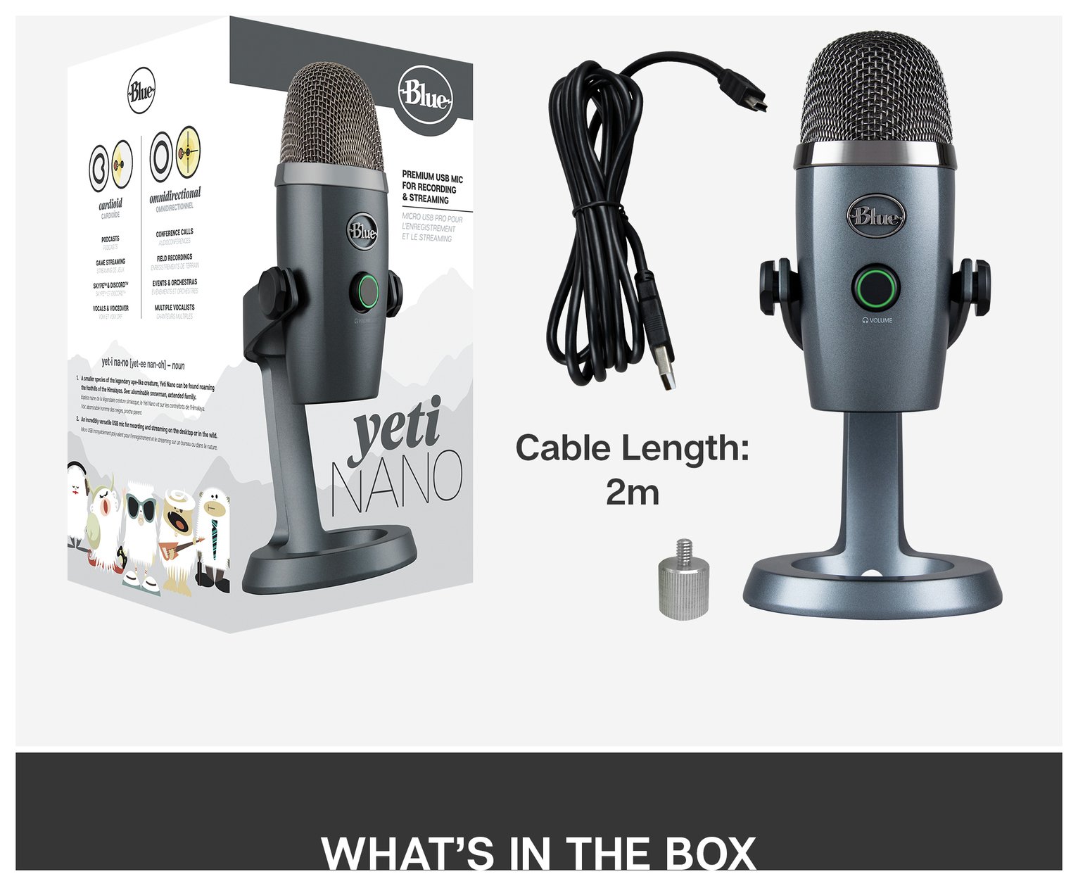 ロジクール Blue Yeti Silver - USB (PS MAC PC) Logitech for Creators Blue Yeti USB Microphone for Recording