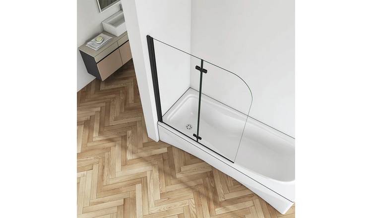 MLH 1400X1000 Two Panel Bathscreen - Matte Black