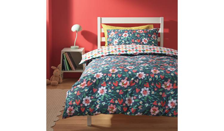 Habitat Strawberry Floral Blue Kids Bedding Set - Toddler