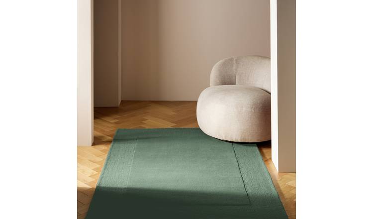 Habitat Simple Border Green Wool Cut Pile Rug - 120x170cm