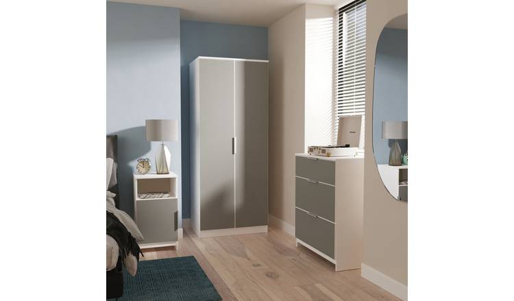 Welcome Orillia 3 Piece 2 Door Wardrobe Set - White & Grey