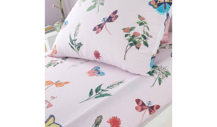 RHS Butterfly Garden Pink Fitted Sheet - Single
