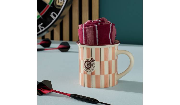 Argos Home Dartboard Game On Brew On Stoneware Mug and Pair of Socks Set