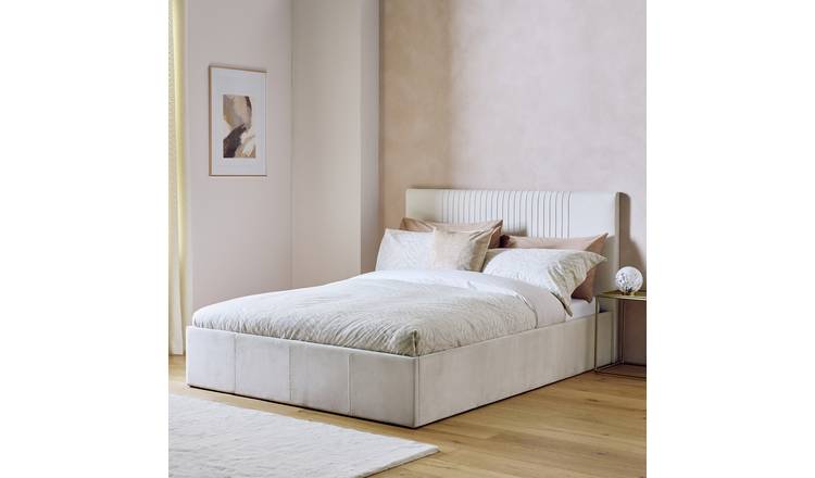 Argos Home Greta Velvet Kingsize End Lift Ottoman Bed -Cream