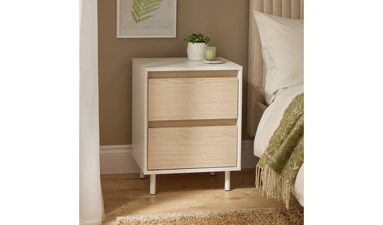 Argos Home Holland 2 Drawer Bedside Table - Light Oak