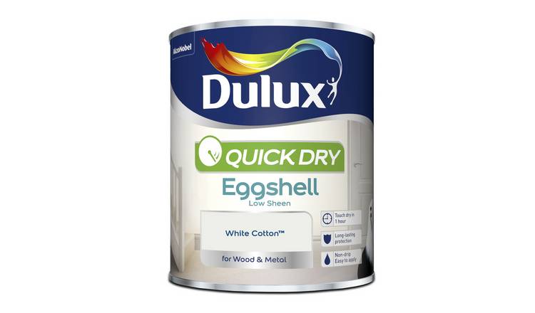 Dulux Quick Dry Eggshell Paint White Cotton - 750ml