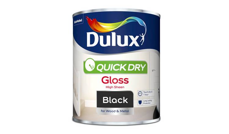 Dulux Quick Dry Gloss Paint Black - 750ml
