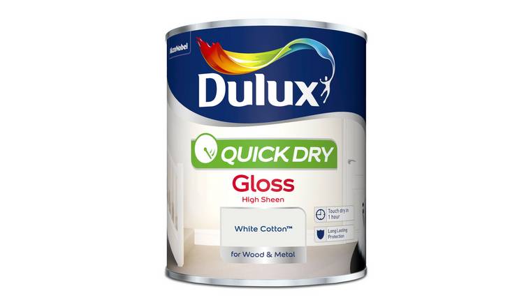 Dulux Quick Dry Gloss Paint White Cotton - 750ml