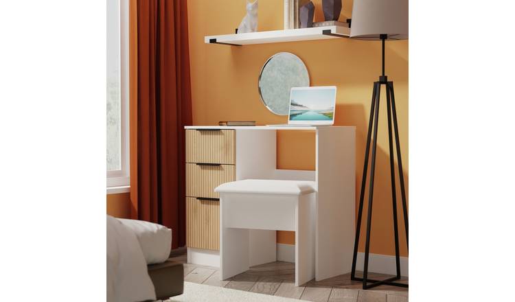 Welcome Tofino Vanity 3 Drawer Dressing Table - White & Oak