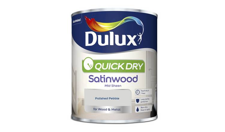 Dulux Quick Dry Satinwood Paint Polished Pebble - 750ml