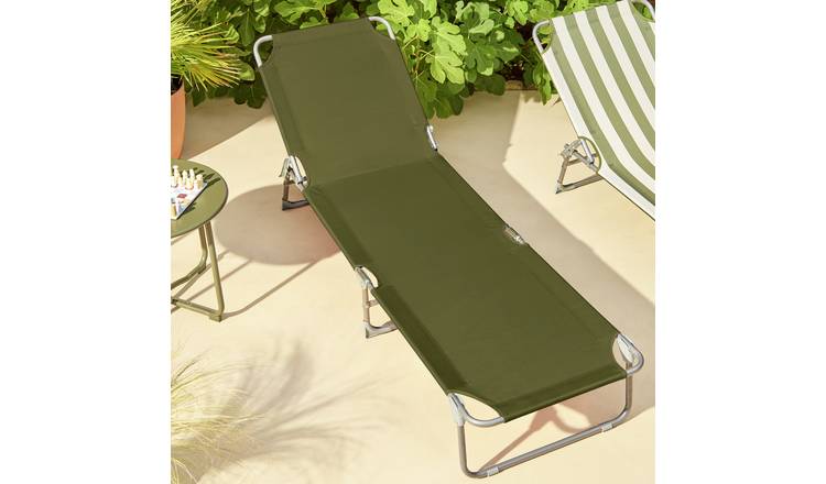 Habitat Folding Metal Sun Lounger - Green