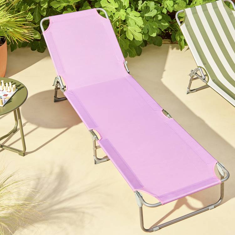 Habitat Folding Metal Sun Lounger - Purple 0