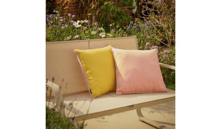 Habitat Yellow and Pink Outdoor Cushion with Piping