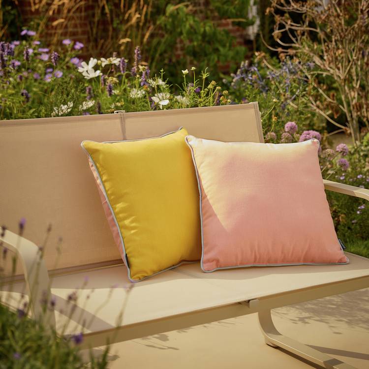 Habitat Yellow and Pink Outdoor Cushion with Piping 0