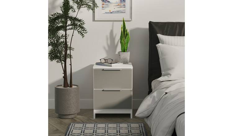 Welcome Orillia 2 Drawer Bedside Table - White & Grey
