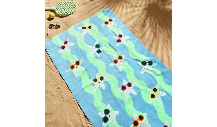 Argos Home Starfish Wave Kids Beach Towel - Blue