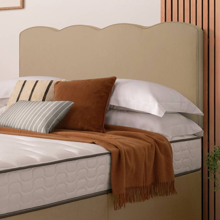 Silentnight Wave Velvet Single Headboard - Sandstone 0