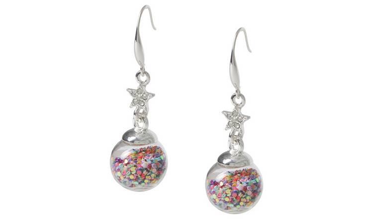 Liars & Lovers Silver Glitter Ball Drop Earrings