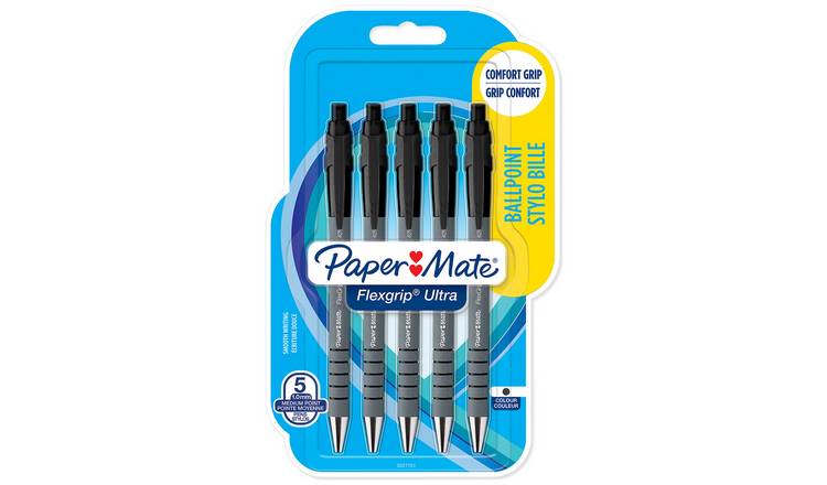 Paper Mate Flex Grip Black Ballpoint Pens - Pack of 5