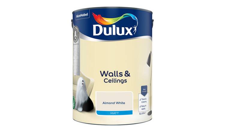 Dulux Walls & Ceilings Matt Paint Almond White - 5L