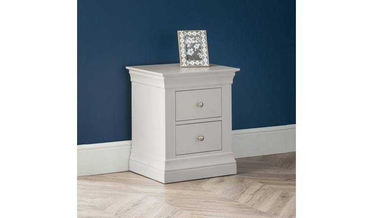 Julian Bowen Clermont 2 Drawer Bedside Table - Light Grey