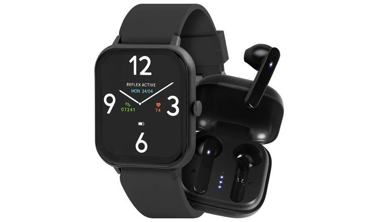 Reflex Active Black Calling Smart Watch And Earbud Set