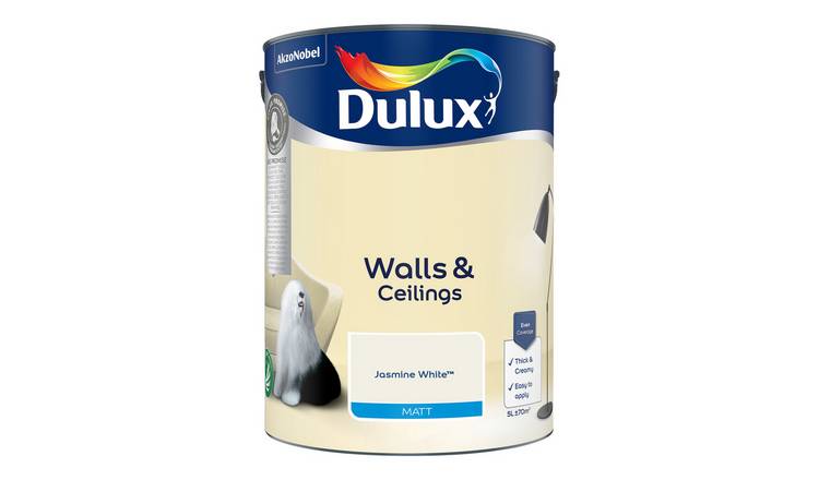 Dulux Walls & Ceilings Matt Paint Jasmine White - 5L