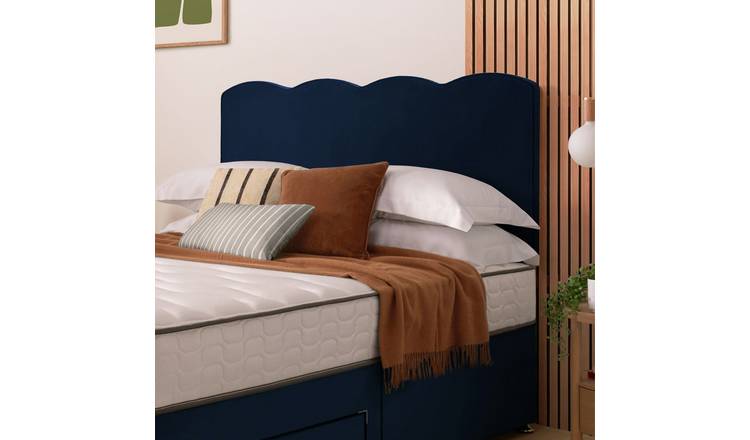 Silentnight Wave Velvet Double Headboard - Blue