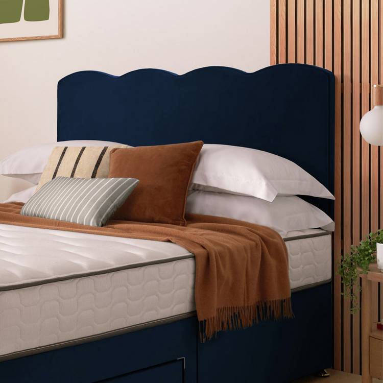 Silentnight Wave Velvet Double Headboard - Blue 0