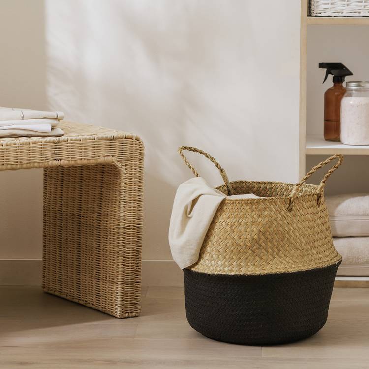 Habitat Seagrass Belly Storage Basket - Two Tone Black 0