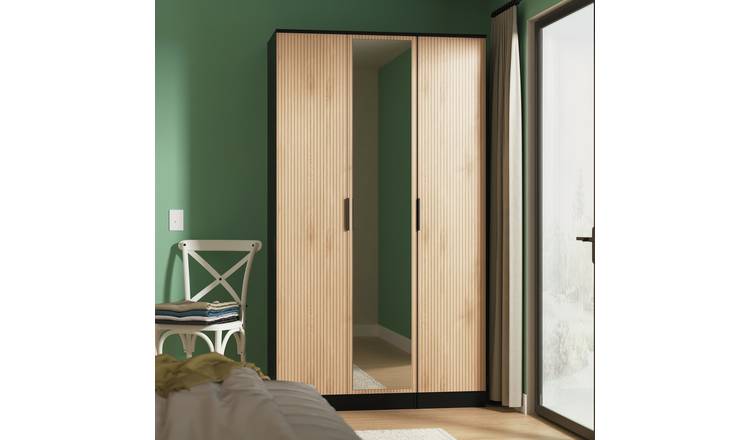 Welcome Tofino 3 Door Mirror Wardrobe - Black & Oak