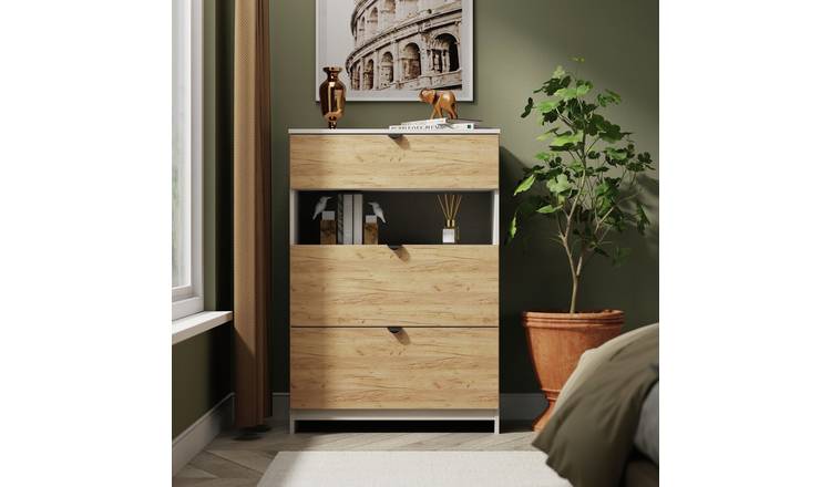 Welcome Canmore 3 Drawer Chest With Shelf - White & Oak