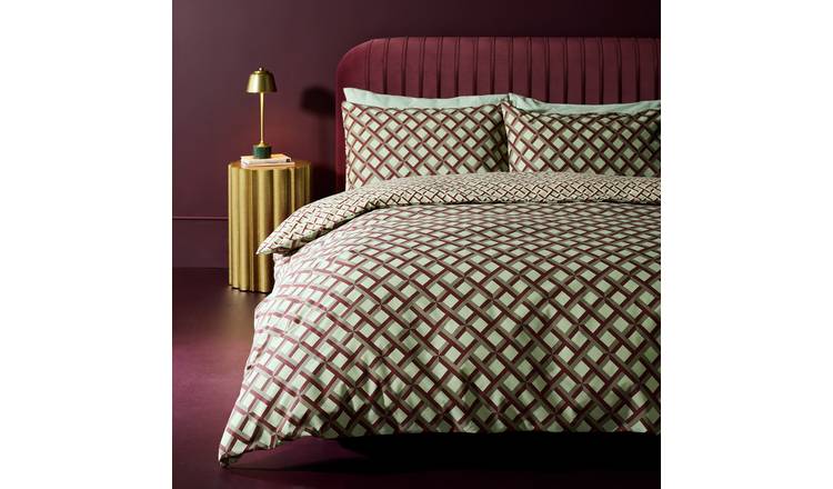 Habitat Diagonal Geo Print Mint Bedding Set - Superking