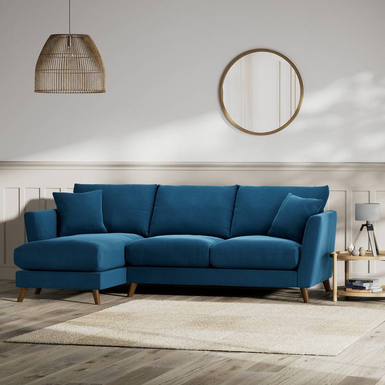 Habitat Lomond Left Hand Corner Sofa - Ink Blue - Dark Leg 0